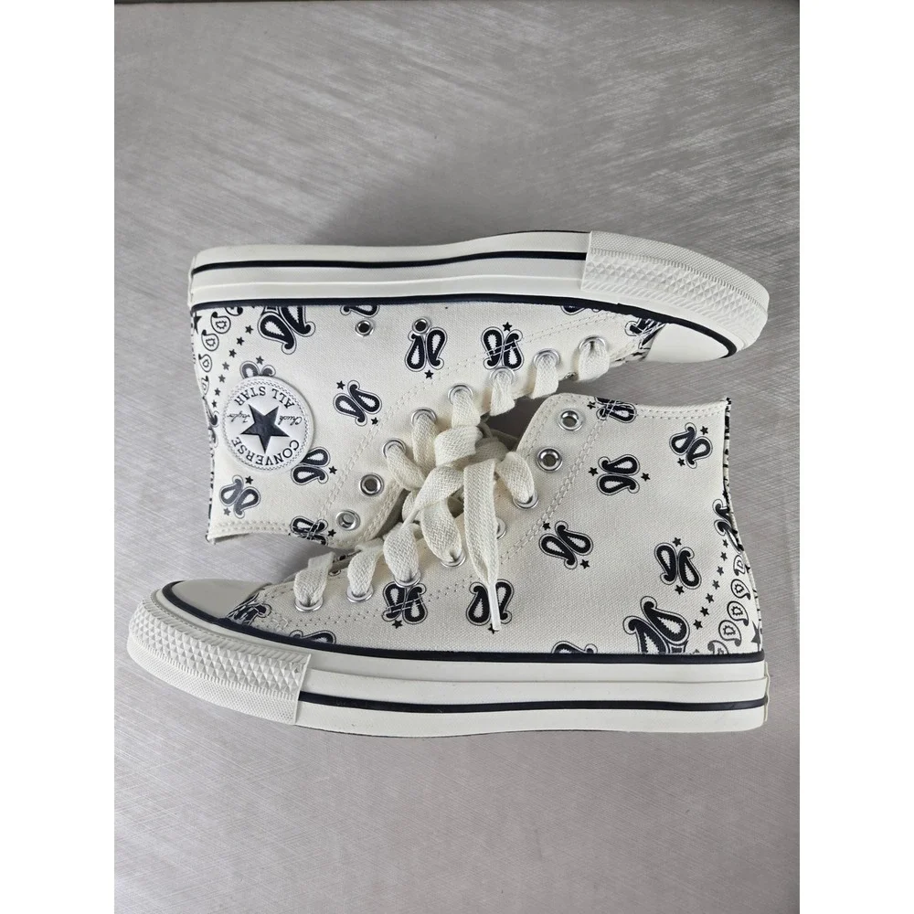 Converse Chuck Taylor All Star Hi Paisley Egret Black A15810F Mens 6.5 Womens8.5